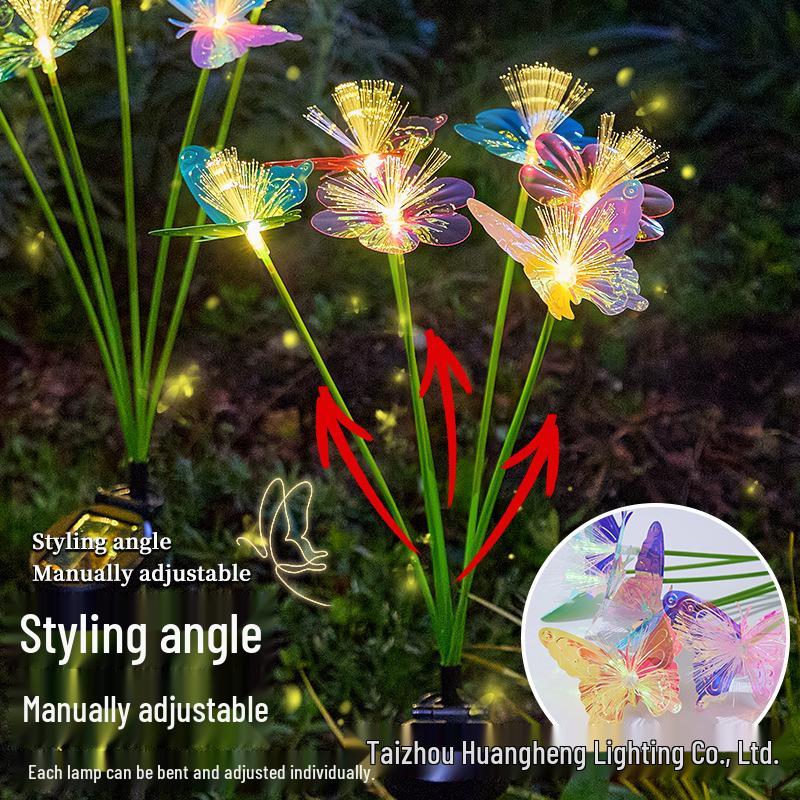 Solar Fiber Optic Butterfly Flower Colorful Garden Lamp - Outdoor Courtyard Decorative Landscape Lighting
