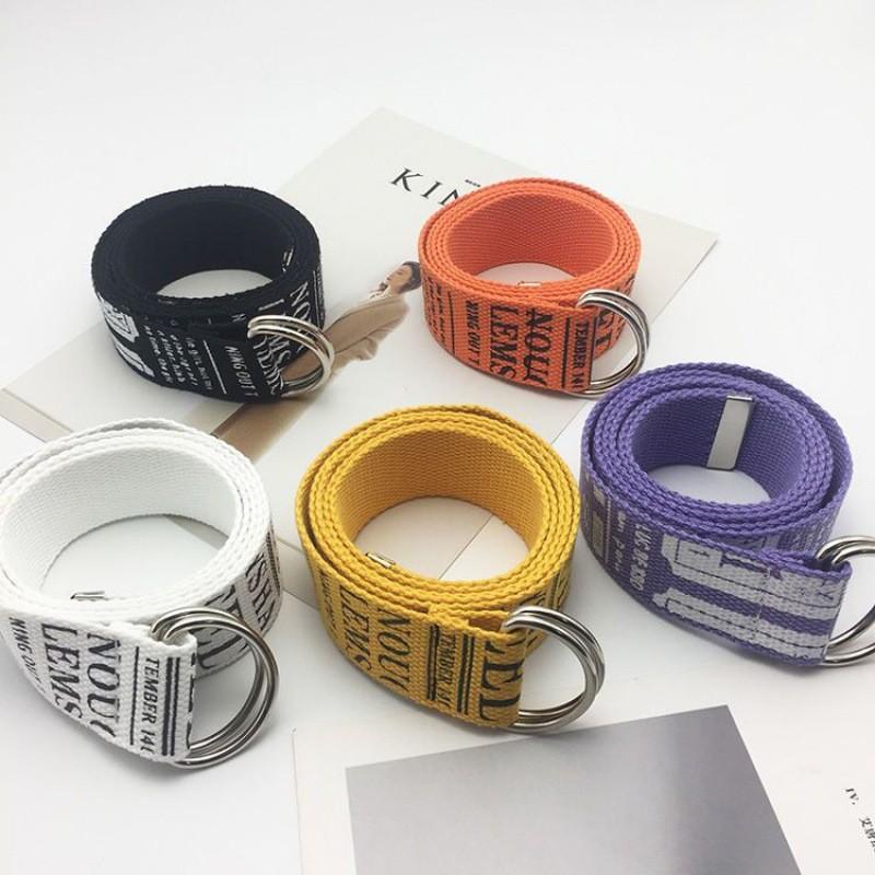 Waist Fashionable Canvas Belt For Men And Women With Chic Double Design Ring