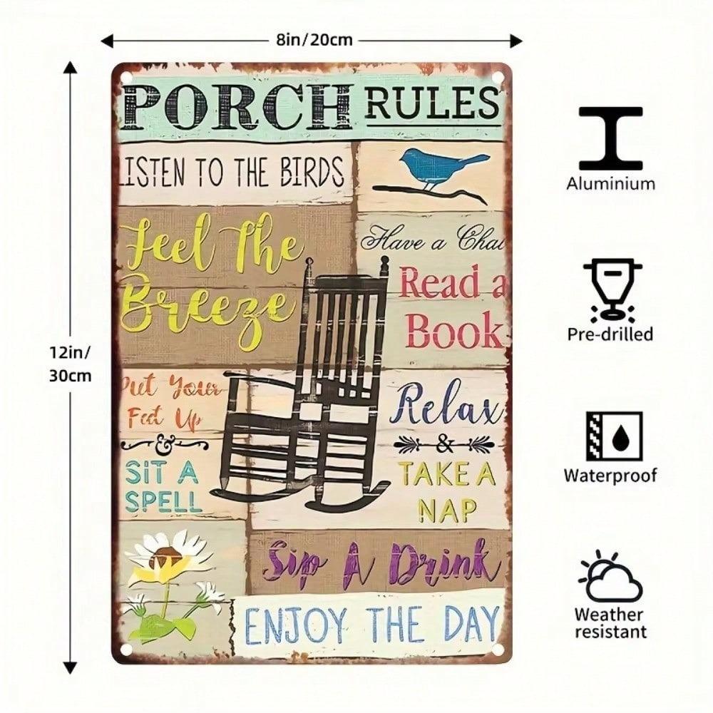 **Vintage Farmhouse Porch Aluminum Sign Waterproof Wall Decor Kitchen Garden Plaque**