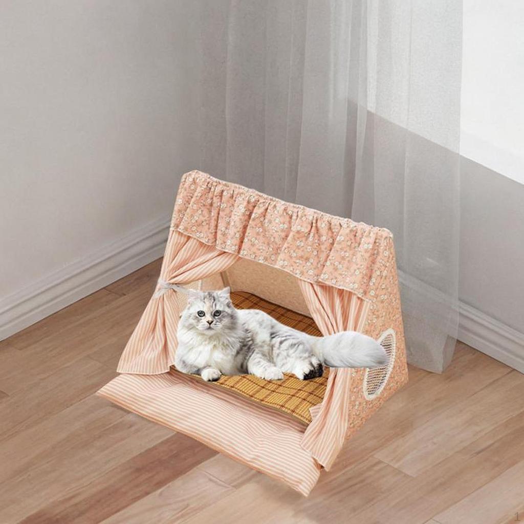Cat Indoor Tent House Teepee Pet Bed,Creative,Washable,Cave with Door Curtain Portable Bed Dog