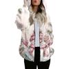 Women's Fashionable Casual Zippered Hooded Christmas Print Drawstring Furry Sweatshirt Jacket
