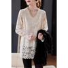 Herbst Winter Winter Stil V-Ausschnitt Mode Temperament Vielseitig Spitze Hemd Damenstil Ausländischer Stil Hohl Vielseitig Trend