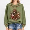 Women's Christmas Print Long Sleeve Top Casual Comfortable Fall Winter Shirt