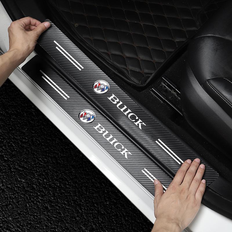 4-teiliges Set Einstiegsleisten-Schutzaufkleber aus Kohlefaser, kratzfest, passend für Buick Enclave, Regal, Lacrosse, Encore, Excelle und Envision