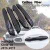 For Honda Civic 10 2016 2017 2018   4 PCS Exterior Carbon Fiber Door Handle Cover Catch Trim Car Cap Styling Accessories