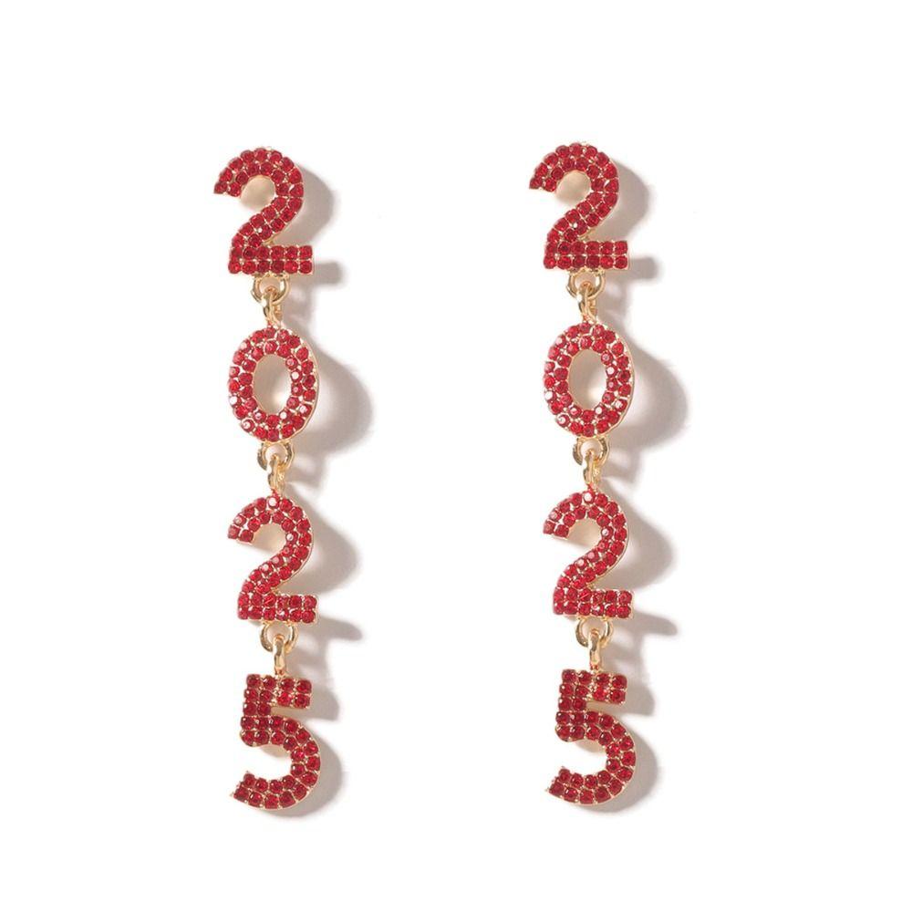 Aesthetic Happy New Year Earrings Jewelry Crystal Party Earrings  New Year