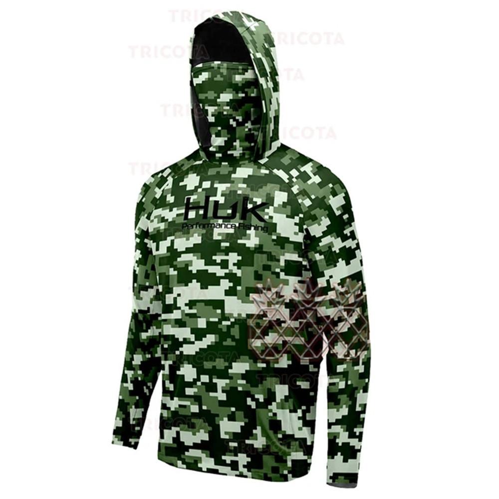 Cross-border HUK hooded fishing suit summer long-sleeved sunscreen T-shirt breathable face towel integrated fishing suit Luya