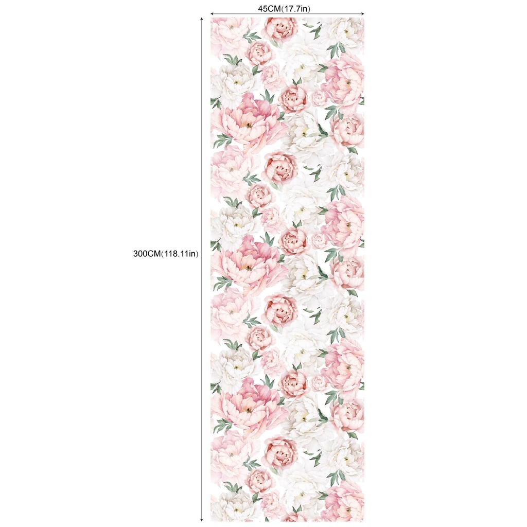 HaoHome Blumen und Pflanzen Abziehbar und Aufklebbar Tapete Abnehmbar Mehrfarbig Vinyl Klebstoff Floral Wandbeläge Wohnzimmer Dekor