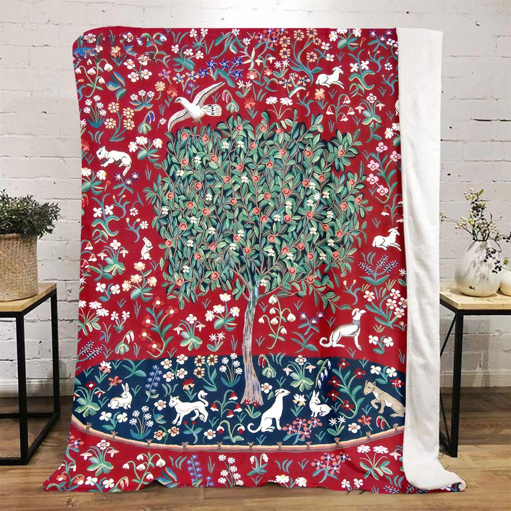 1pc Tree of Life in Medieval Belgium blanket, al season lightweigh Poster blanket home office outdoor nap multifunc Poster blanketional blanket