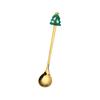 J Stainless Steel Christmas Dessert Spoon & Fork Set with Character Pattern - Festive Stirrer for Coffee & Desserts