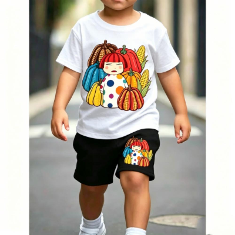 

Kids Fashion Pumpkin Girl Fun Printed 11 Colors Kids T-shirt and Shorts 2 Piece Set Summer Home Outdoor Casual Outfit Boy and Girl s Sports Set 100