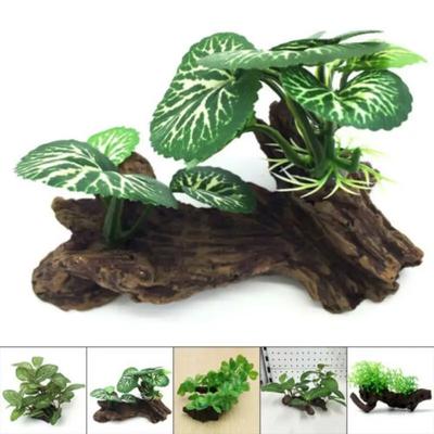 Plastique Artificiel Tortue Arbre Tronc Bois Flotté Aquarium Aquarium Poisson Reptile Cylindre Fabrication Racines Plante Bois Décoration Ornement