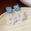 Big Floral Women Earrings Exaggerated Ladies Stud Earrings Acrylic Flower Earrings  Spring Summer