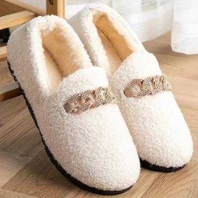 Fashion Womens Slippers Warm Short Plush Lining House Shoes Moccassins Slip On Fashion Lady Flats Loafers Non Slip 2024