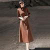 Elegant V-Neck Long Sleeve Belted Midi Dress