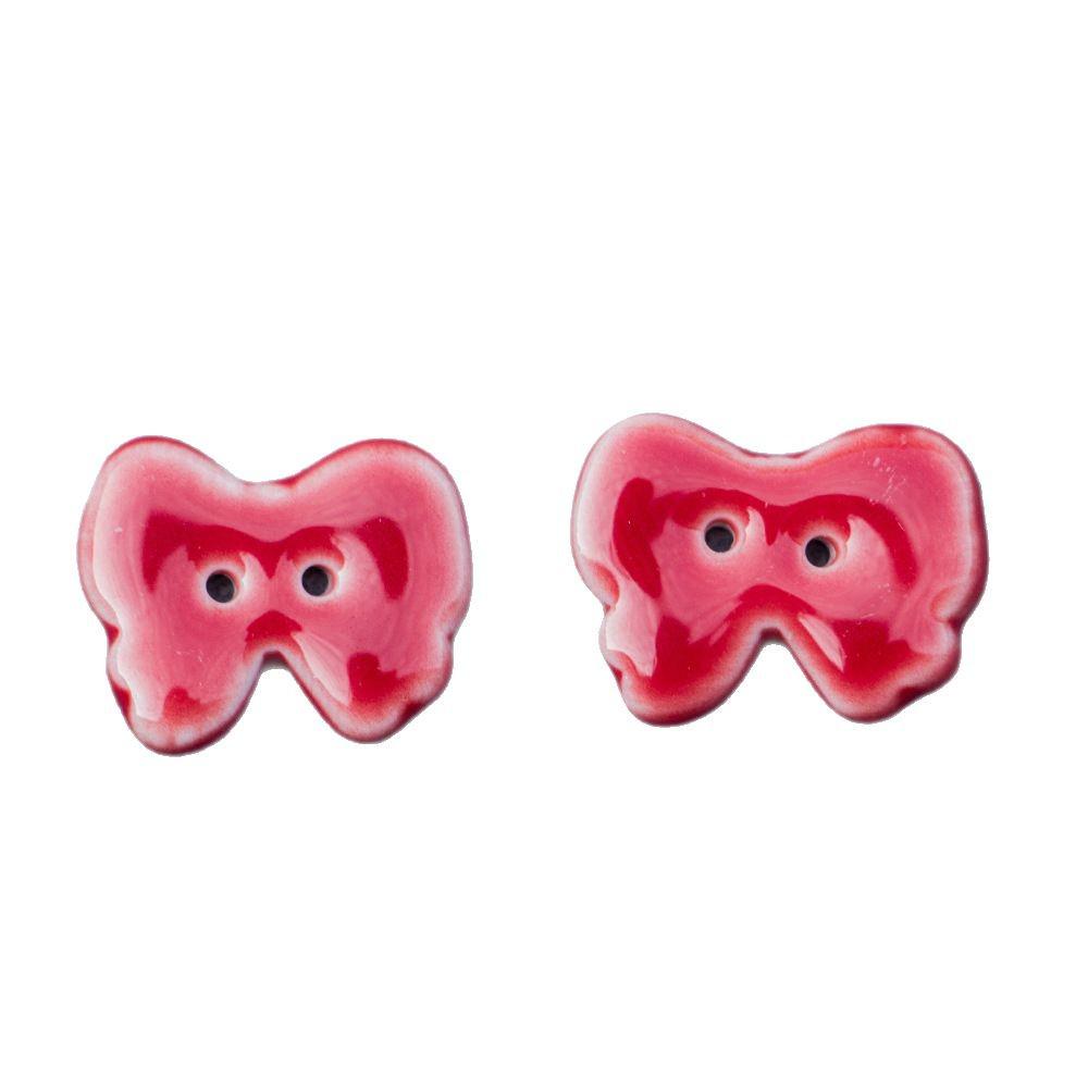 Handmade Jingdezhen Two-Hole Ceramic Bow Button for Clothing and DIY Accessories