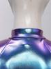 Womens Shiny Armor Mock Neck Crop Top Fly Sleeve Shoulder Guard Lacing Detail Cosplay Performance Top