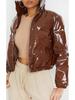 European & American Metallic Short Women's Cotton Jacket - Autumn/Winter Bright Color Style
