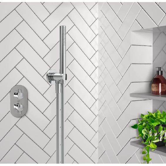 Aquaiaw Wall Supply Elbow with O-Ring Flange, Tapered 1/2 NPT Female Inlet, Solid Brass Wall Union W/Handshower Holder, Round Wall Supply Elbow