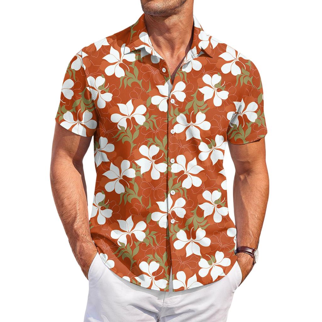 Men's Casual Fashion Printed Short,Sleeve Shirt