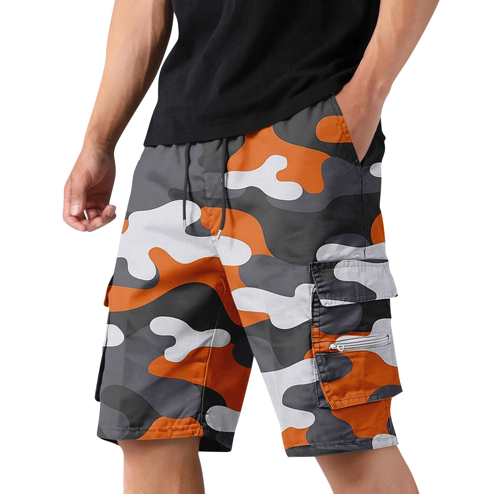 Men s Camouflage Cargo Shorts with Drawstring Waist Adjustable Fit Multi-Pocket Design Durable Workwear Outdoor Utility Shorts XXL