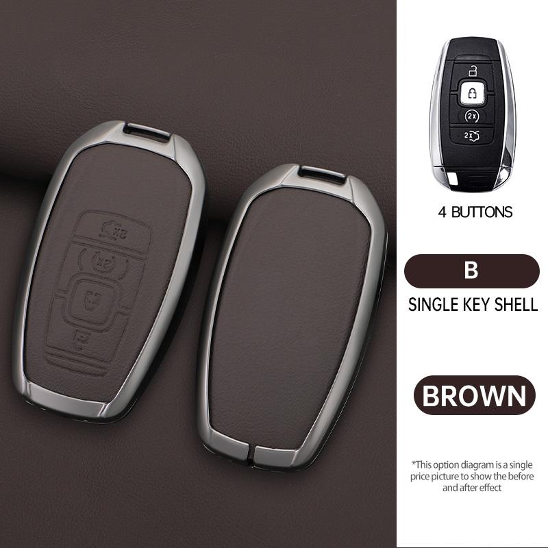 Zinc Alloy Genuine Leather Auto Key Fob Cover Case Fit For Lincoln Continental Navigator Z Mkz Mkc Mkx Nautilus Aviator Corsair