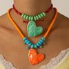 Edelstahl Böhmische Orange Herz Harz Choker Halskette für Damen Mode Hals Schmuck Heißer Verkauf Party Geschenk 2026 Neuer Stil