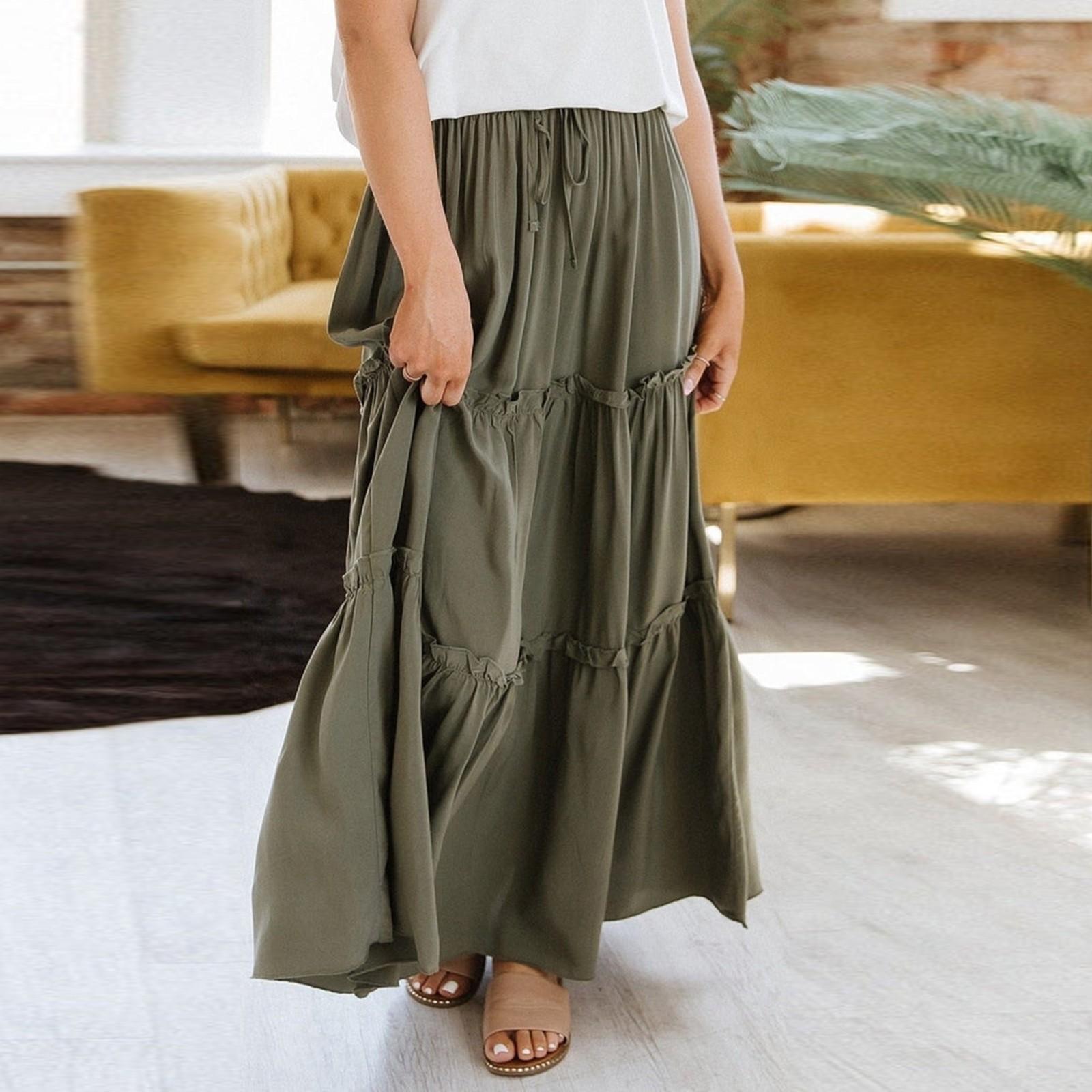 

Женская модная однотонная эластичная повседневная юбка в стиле пэчворк с высокой талией XXL армия зеленый