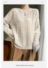 Women's White Silk Cashmere Loose Round Neck Sweater - Age-Reducing Solid Color Pullover