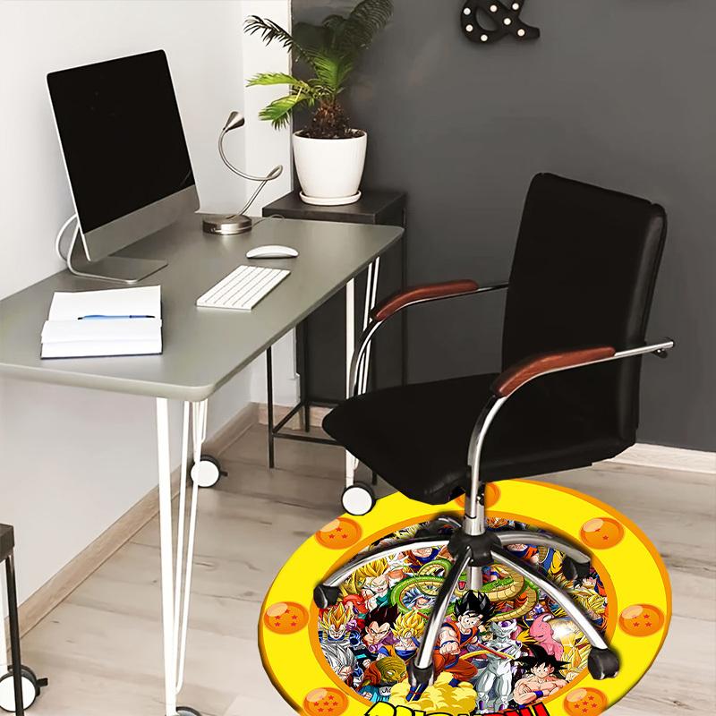 1pc Dragon Ball Characters Artwork Round Carpet, Made of Polyester,Perfect for Decorating Office Chairs, Living Rooms,Vibrant Decorative Rug