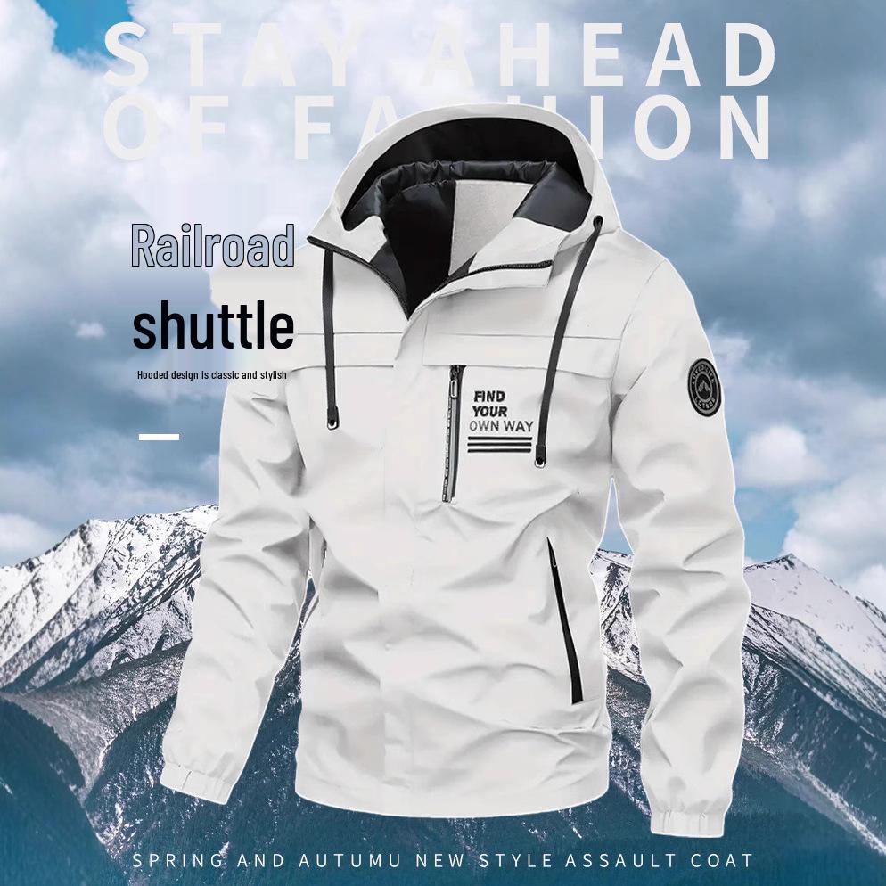 Men's Outdoor Windproof Waterproof Workwear Jacket - Autumn/Winter Mountaineering Coat, Machine Washable