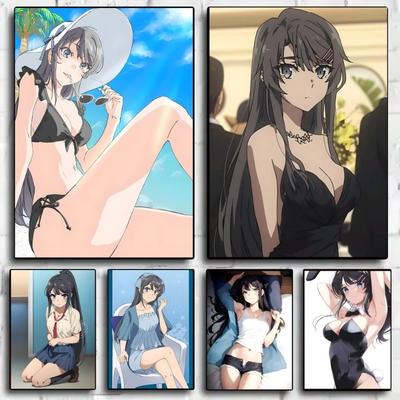 Anime Sakurajima Mai Poster HD Art Sticky Wall Waterproof Home Living Room Bedroom Bar Aesthetic Decoration