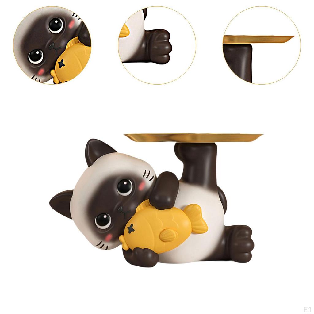 Resin Cat Key Tray Statue Table Decoration Keys Holder for Storage Display Earring Dining