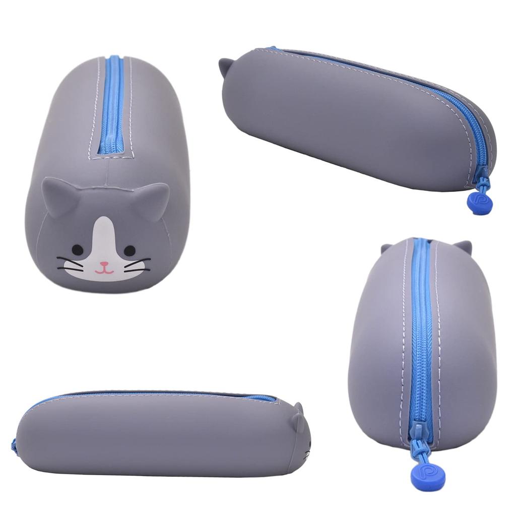 LIHIT Punilabo Animal Silicone Pen Cat [Opabinia] [LIHIT LAB.] LAB. Pouch/Pencil Case/Pencil Case, Brown-and-White