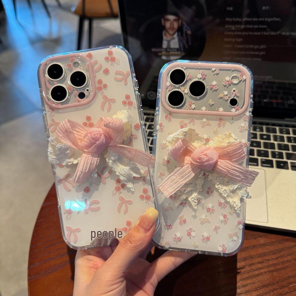Floral 3D Bow Phone Case for iPhone 17/15 Pro Max/14/15