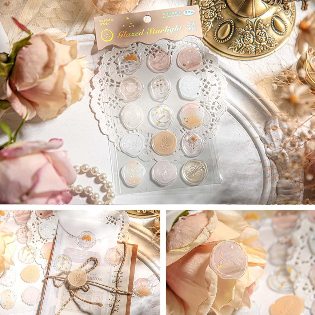 60 Cute Round 3D Seal Wax Stickers in 4 and Perfect for Decorating and Clear, Styles Butterfly, Flower, Letter, Leaf. Envelopes, Invitations,