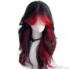 Bloody Mary: Wig Punk Style Black Red Bangs Dyed With A Split Figure Eight Cross Long Curly Hair Headband Wigs
