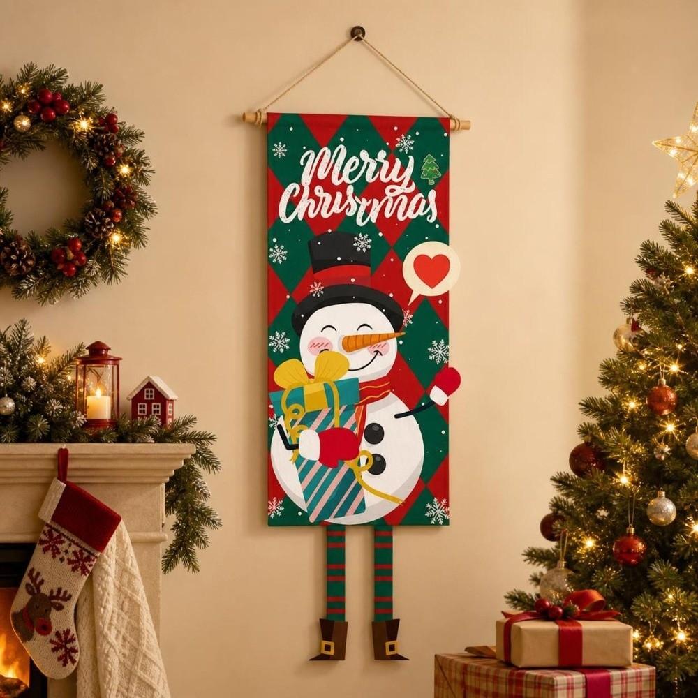 Wall Hanging Christmas Hanging Flag Snowman Xmas Banner Christmas Decorations  Indoor Outdoor