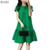 Women Casual Round Neck Summer Short Sleeve Dress