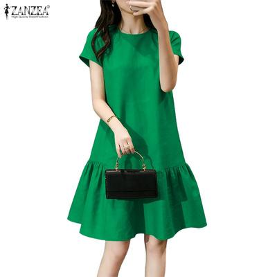 Lässiges Sommerkleid mit Rundhalsausschnitt und kurzen Ärmeln für Damen