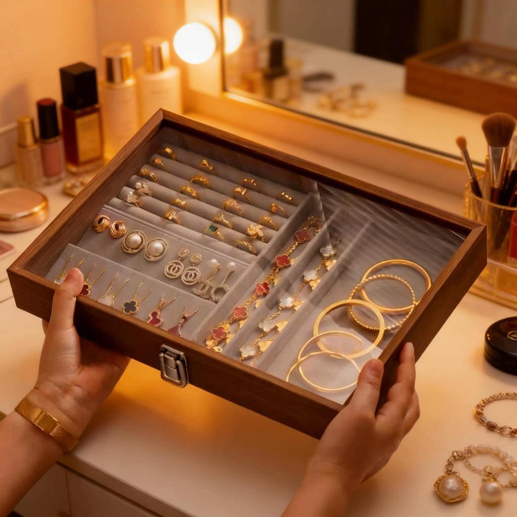 Large Capacity Jewelry Storage Box - Ring, Earring, Necklace, Bracelet Display Tray