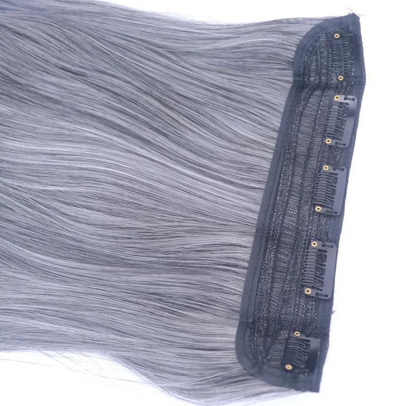 Clip In Hair Extensions For Women One Piece 5Clips Straight&Wavy Hair Black Gray Ombre Color Cosplay Hairpieces