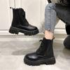 2026 New Autumn and Winter Comfortable Mid-calf Women's Shoes Thick-soled Lace-up Side Zipper Women's Boots Large Size