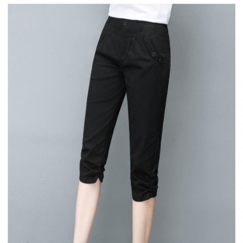 2023 Sommer Damen High Waist Schlankmachende Bodycon Jogginghose - Elastische Verkürzte Gerade Bein Haremshose