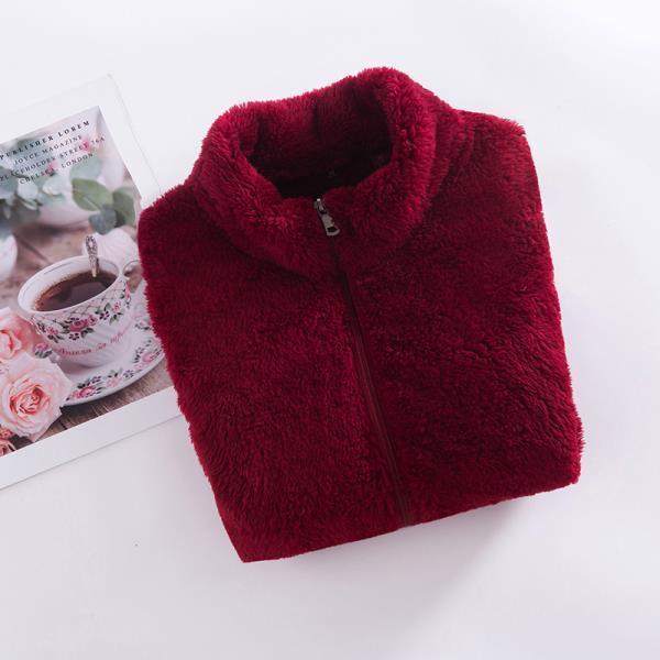 Women's Fall/Winter Coral Fleece Warm Vest, Solid-Color Outdoor Fleece Vest, Simple Zipper Commuter Sleeveless Jacket