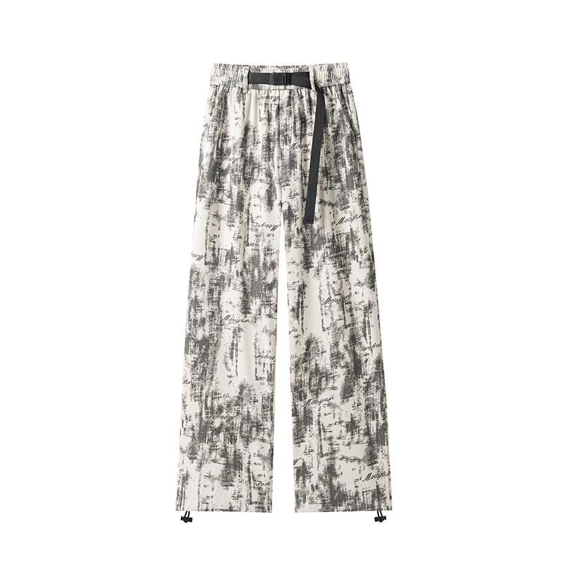 Men American Style Tie Dye Corduroy Casual Loose Straight Long Trousers