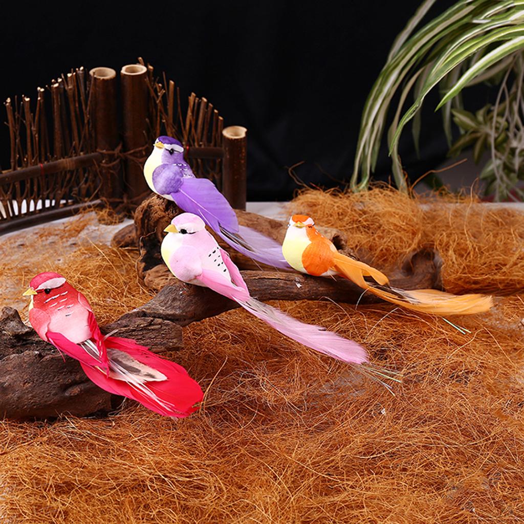 20Pcs Long Tail Doves Realistic Feathered Artificial Animals Wedding Decor