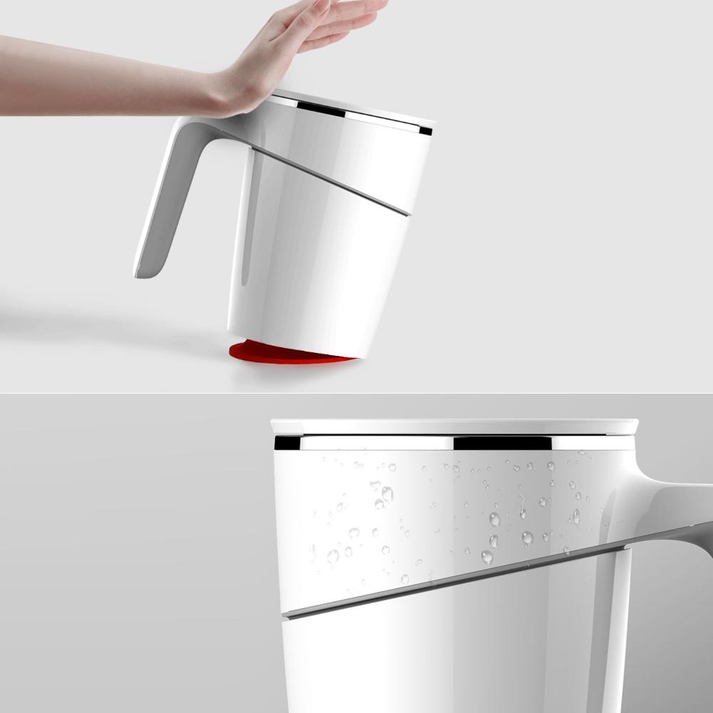 Fiu 470ml Elegantní Ne-pádová Izolační Přísavná Voda Čaj Káva Šálek Hrnku Bílý Inovace Magie