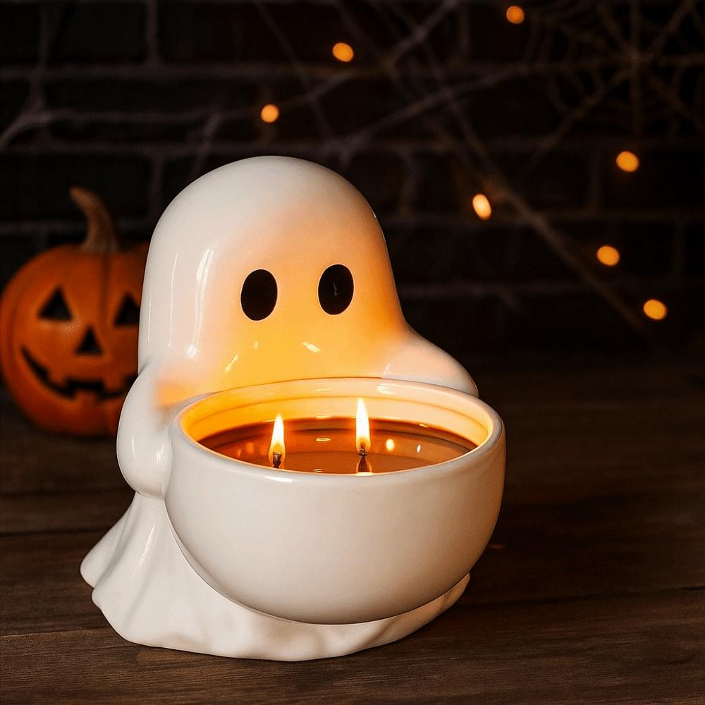 Gothic Halloween Ghost Candle Holder Resin Ghost Figurine Candle Holder  Fireplace