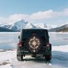 Spare Tire Cover Polyester Fiber Ornate Starburst Butterfly Floral Design Black Background Golden Decoration Universal Car SUV R